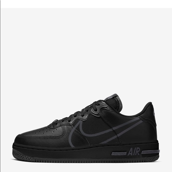 all black air forces with white trim
